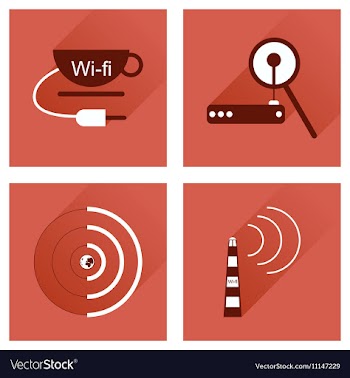 Concept of flat icons with long shadow Wi-Fi vector image