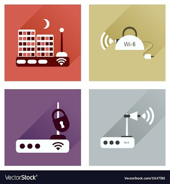 Concept of flat icons with long shadow Wi-Fi vector image