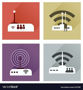 Concept of flat icons with long shadow Wi-Fi vector image