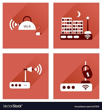 Concept of flat icons with long shadow Wi-Fi vector image