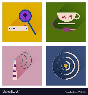 Concept of flat icons with long shadow Wi-Fi vector image