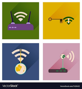 Concept of flat icons with long shadow Wi-Fi vector image
