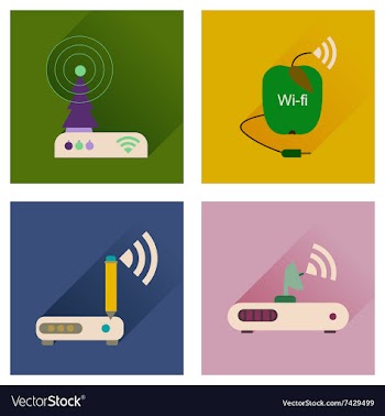 Concept of flat icons with long shadow Wi-Fi vector image