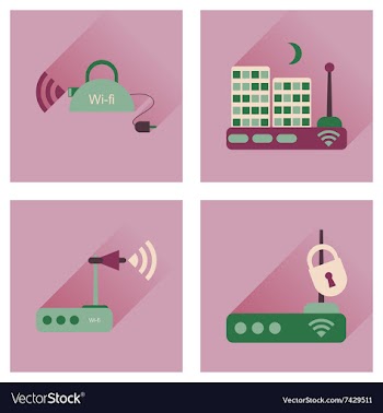 Concept of flat icons with long shadow Wi-Fi vector image
