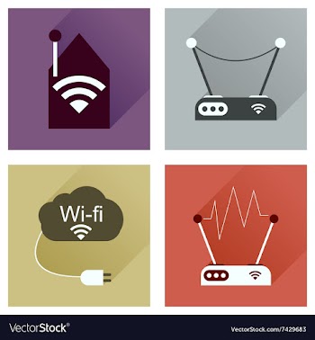 Concept of flat icons with long shadow Wi-Fi vector image