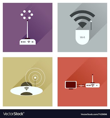 Concept of flat icons with long shadow Wi-Fi vector image