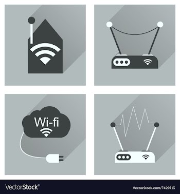 Concept of flat icons with long shadow Wi-Fi vector image