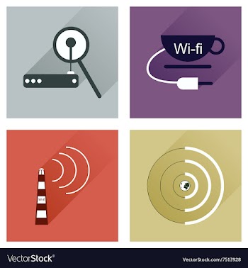 Concept of flat icons with long shadow Wi-Fi vector image