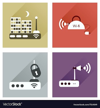 Concept of flat icons with long shadow Wi-Fi vector image