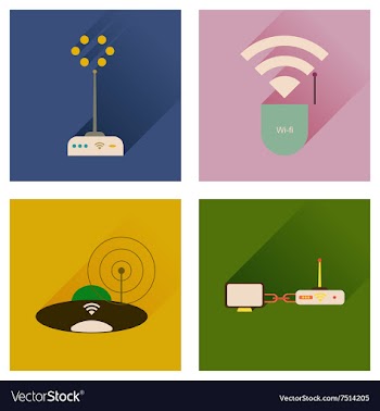 Concept of flat icons with long shadow Wi-Fi vector image