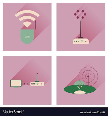 Concept of flat icons with long shadow Wi-Fi vector image