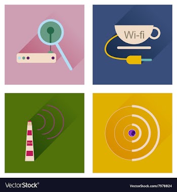 Concept of flat icons with long shadow Wi-Fi vector image