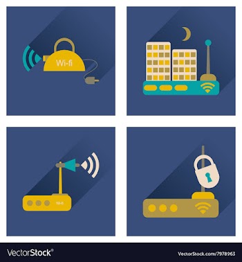 Concept of flat icons with long shadow Wi-Fi vector image