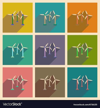 Concept of flat icons with long shadow wind vector image