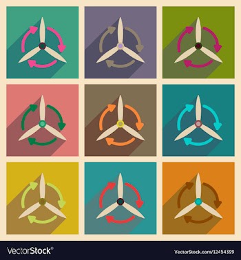 Concept of flat icons with long shadow windmill vector image