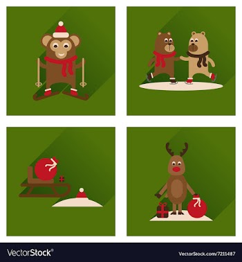 Concept of flat icons with long shadow winter vector image