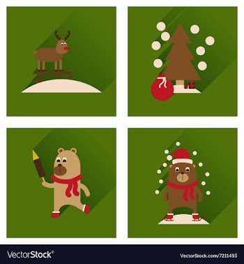 Concept of flat icons with long shadow winter vector image