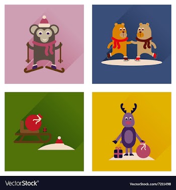 Concept of flat icons with long shadow winter vector image