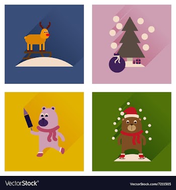 Concept of flat icons with long shadow winter vector image