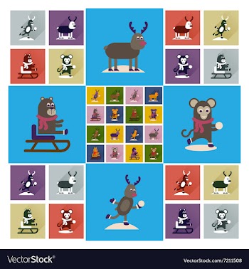 Concept of flat icons with long shadow winter vector image