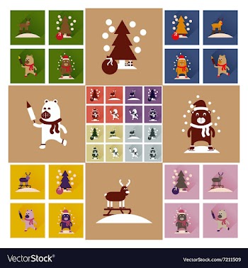 Concept of flat icons with long shadow winter vector image