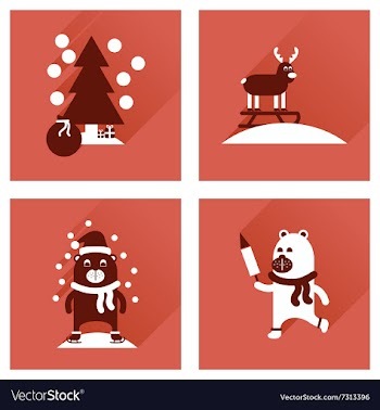 Concept of flat icons with long shadow winter vector image