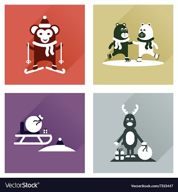 Concept of flat icons with long shadow winter vector image