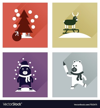 Concept of flat icons with long shadow winter vector image