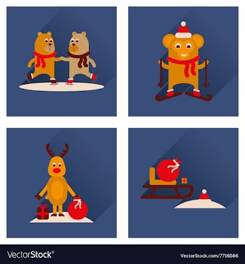 Concept of flat icons with long shadow winter vector image