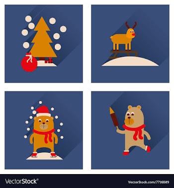 Concept of flat icons with long shadow winter vector image