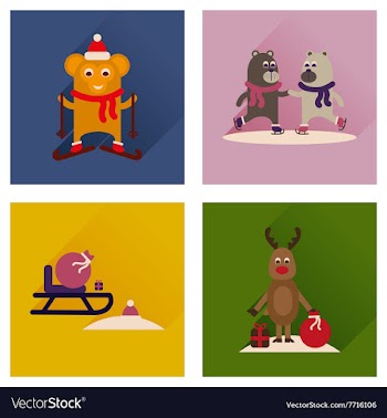 Concept of flat icons with long shadow winter vector image