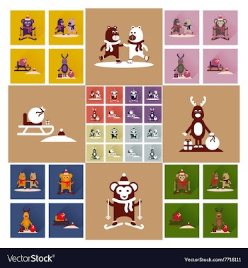 Concept of flat icons with long shadow winter vector image