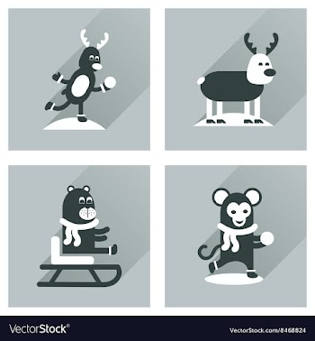 Concept of flat icons with long shadow winter vector image