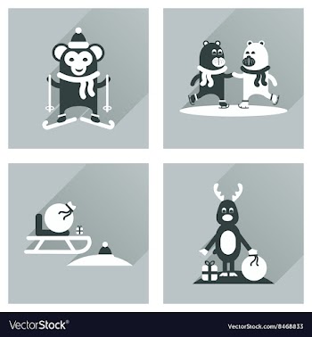 Concept of flat icons with long shadow winter vector image