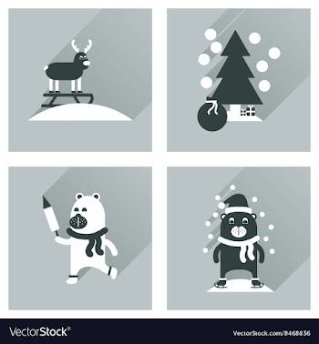 Concept of flat icons with long shadow winter vector image
