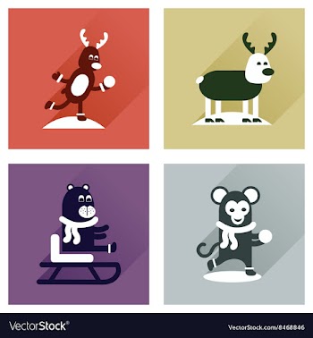 Concept of flat icons with long shadow winter vector image