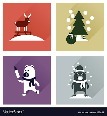Concept of flat icons with long shadow winter vector image