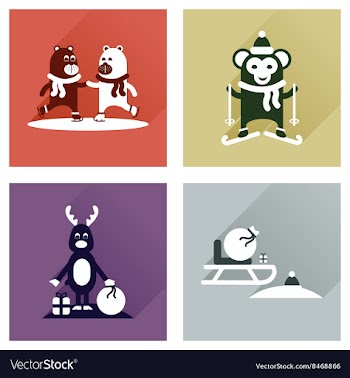 Concept of flat icons with long shadow winter vector image