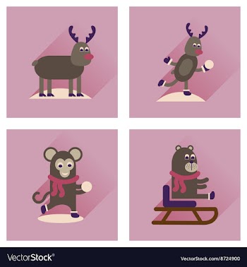 Concept of flat icons with long shadow winter vector image