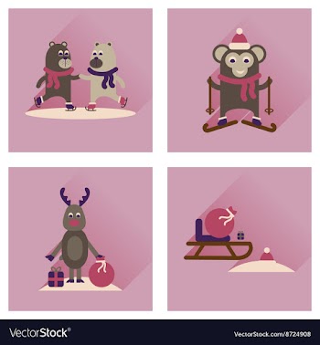 Concept of flat icons with long shadow winter vector image