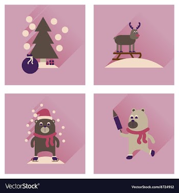 Concept of flat icons with long shadow winter vector image