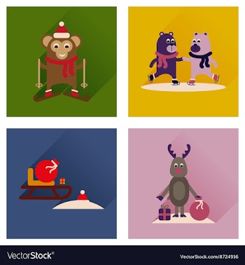Concept of flat icons with long shadow winter vector image