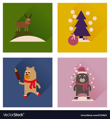 Concept of flat icons with long shadow winter vector image