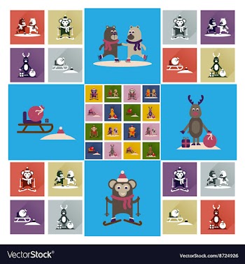 Concept of flat icons with long shadow winter vector image