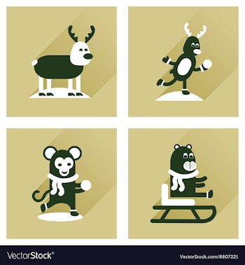 Concept of flat icons with long shadow winter vector image