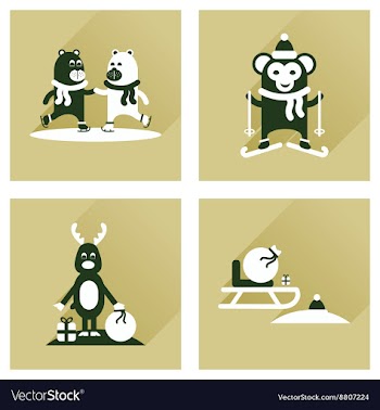 Concept of flat icons with long shadow winter vector image