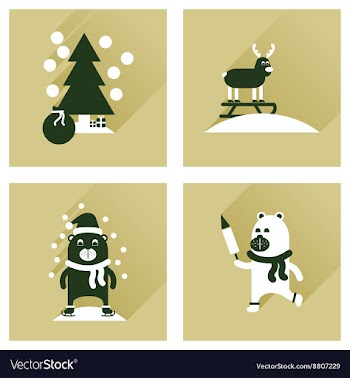 Concept of flat icons with long shadow winter vector image