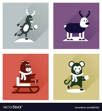 Concept of flat icons with long shadow winter vector image