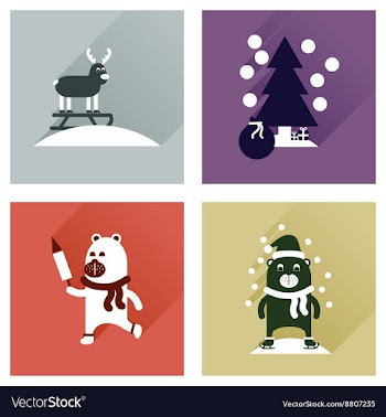 Concept of flat icons with long shadow winter vector image
