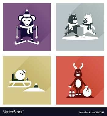 Concept of flat icons with long shadow winter vector image